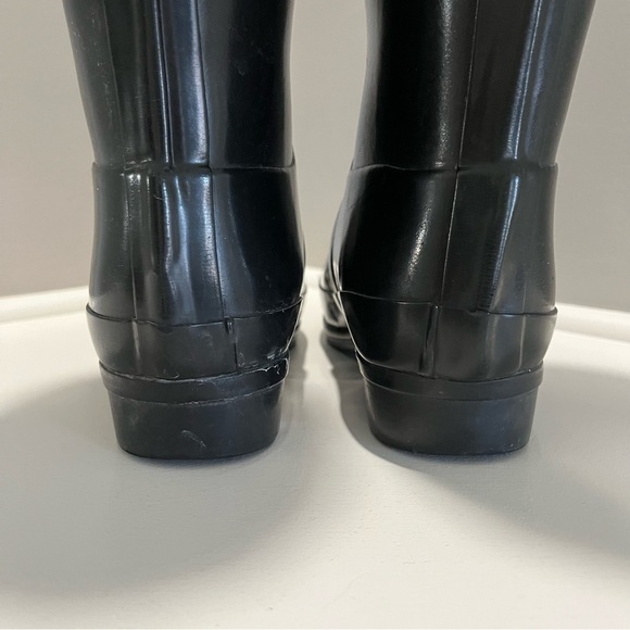 Hunter Regent Carlyle Regal Rain Boots Shiney Rubber Black Brown - Picture 10 of 17